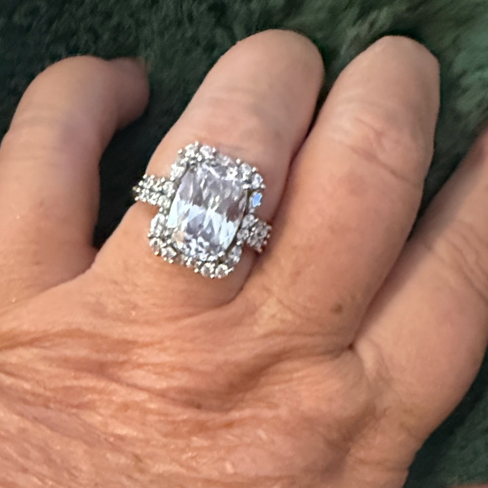 Dazzling Sterling Silver and Large cubic zirconia with crown cz accents BBJ925